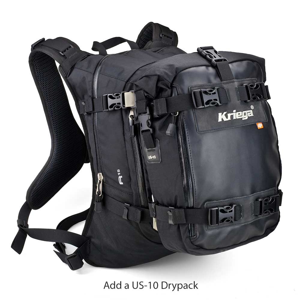 Kriega R15 Backpack Black - 15 Liters - FREE UK Shipping, FREE 365 Day Returns | Moto Central