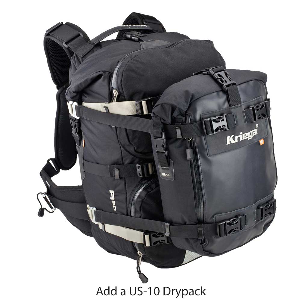 Kriega R30 Backpack Black - 30 Liters - FREE UK Shipping, FREE 365 Day Returns | Moto Central