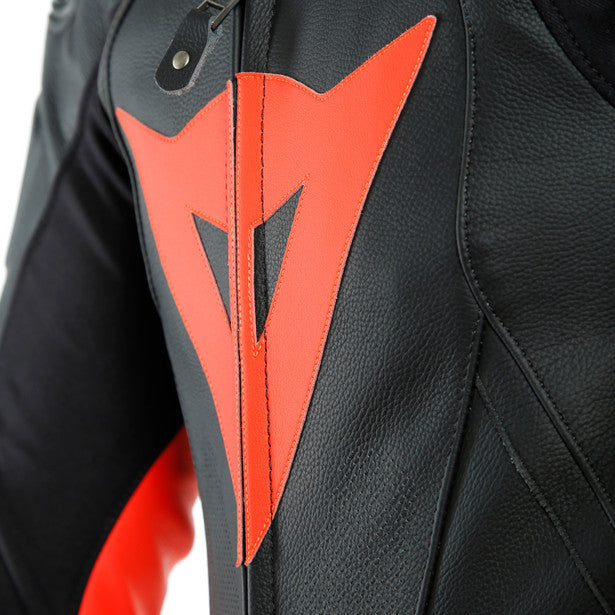 Dainese Laguna Seca 5 One Piece Perforated Leather Suit Black / Fluo Red