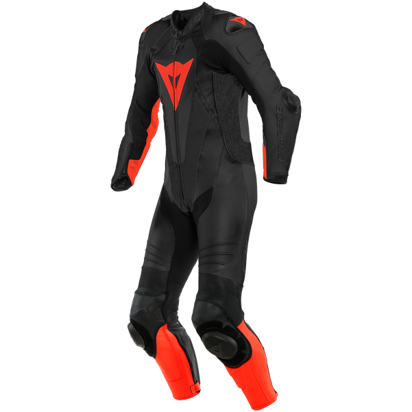 Dainese Laguna Seca 5 One Piece Perforated Leather Suit Black / Fluo Red