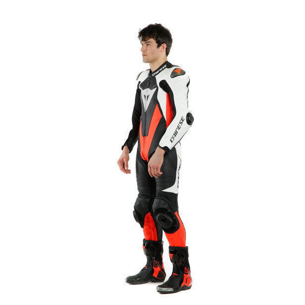 Dainese Laguna Seca 5 One Piece Perforated Leather Suit Black / White / Fluo Red