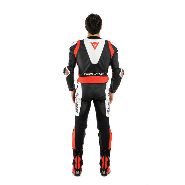 Dainese Laguna Seca 5 One Piece Perforated Leather Suit Black / White / Fluo Red