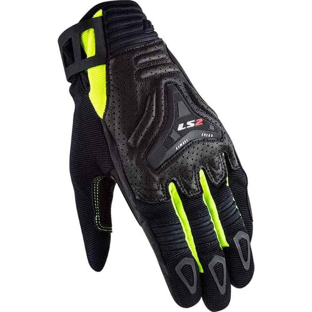 LS2 All Terrain Textile Gloves Black / Hi-Viz Yellow