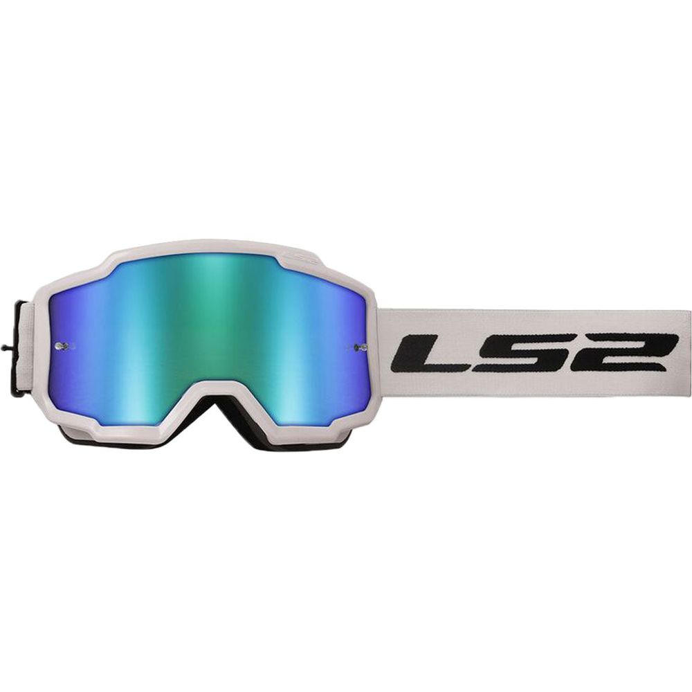 LS2 Charger Goggles White With Hi-Viz Green Iridium Lens