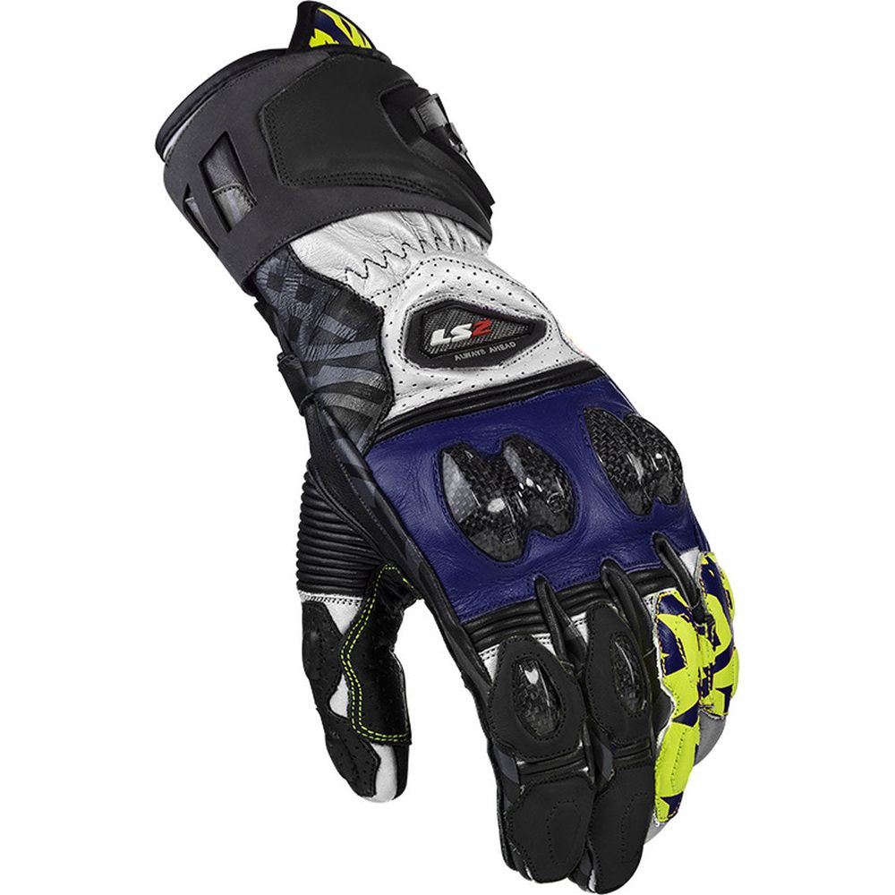 LS2 Feng Racing Leather Gloves Black / Blue