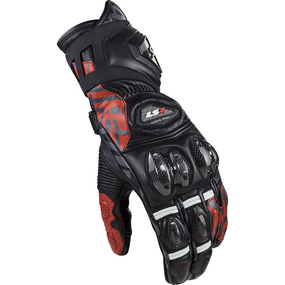 LS2 Feng Racing Leather Gloves Black / Red