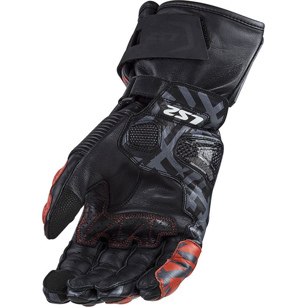 LS2 Feng Racing Leather Gloves Black / Red - FREE UK Shipping, FREE 365 Day Returns | Moto Central