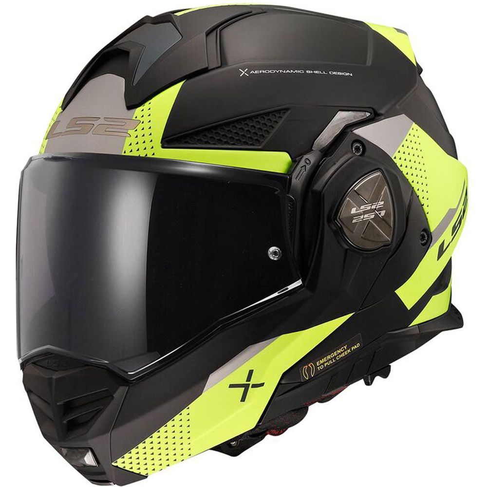 LS2 FF901 Advant X ECE 22.06 Flip-Up Helmet Oblivion Matt Black / Hi-Viz Yellow