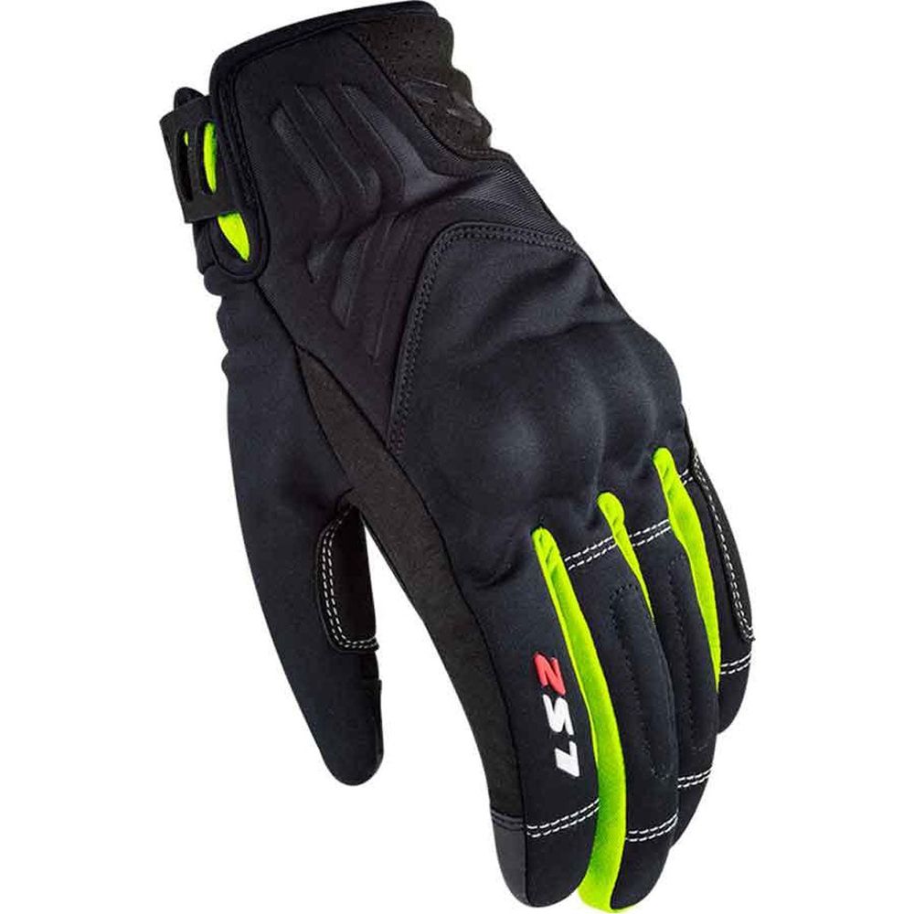 LS2 Jet 2 Ladies Textile Gloves Black / Hi-Viz Yellow