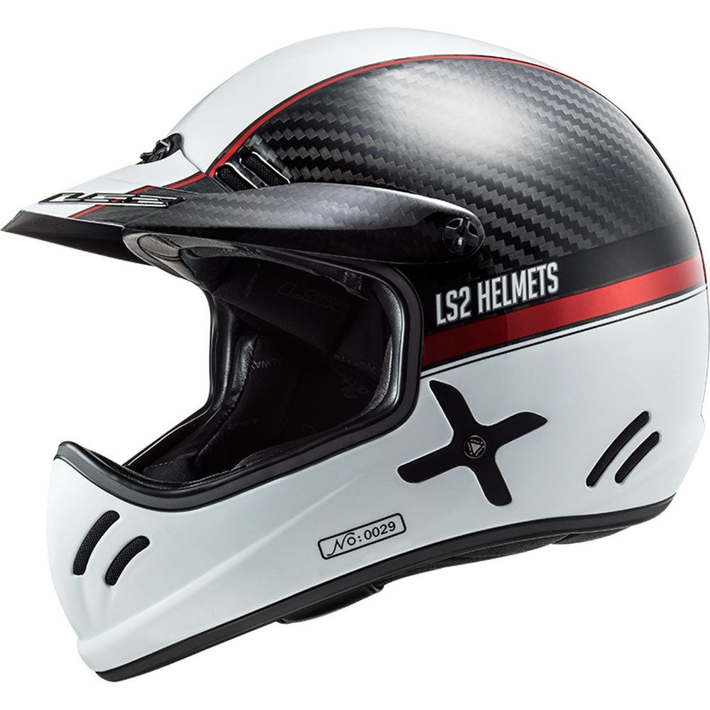 LS2 MX471 Xtra Yard Motocross Helmet Carbon / White / Red