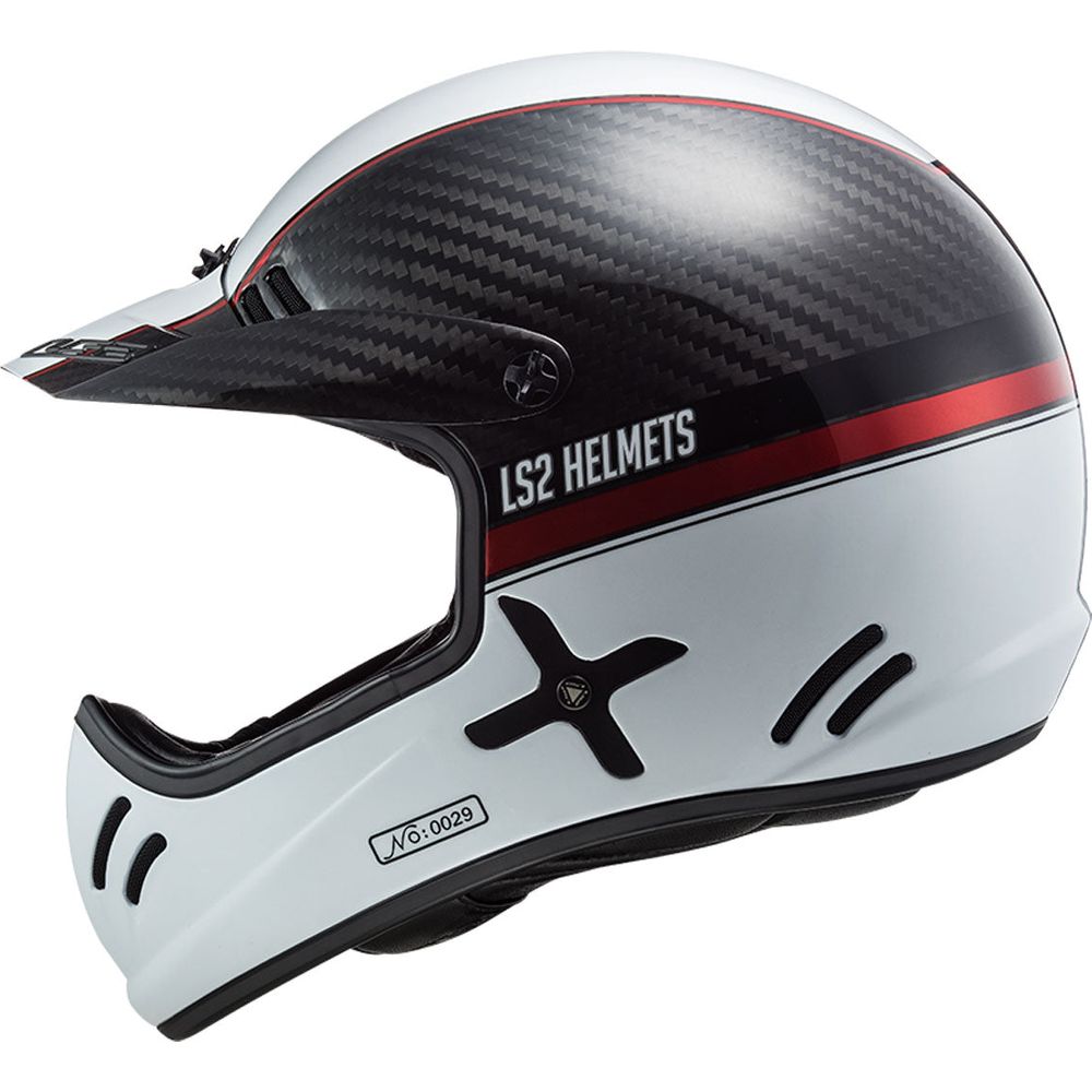 LS2 MX471 Xtra Yard Motocross Helmet Carbon / White / Red - FREE UK Shipping, FREE 365 Day Returns | Moto Central