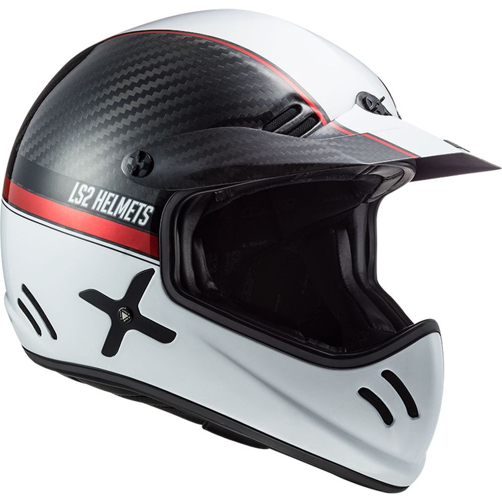 LS2 MX471 Xtra Yard Motocross Helmet Carbon / White / Red - FREE UK Shipping, FREE 365 Day Returns | Moto Central