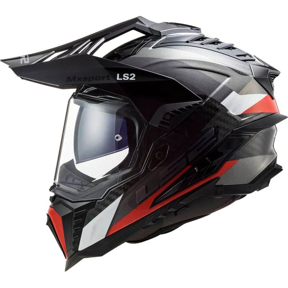 LS2 MX701 Explorer Carbon ECE 22.06 Adventure Helmet Frontier Gloss Titanium / Red