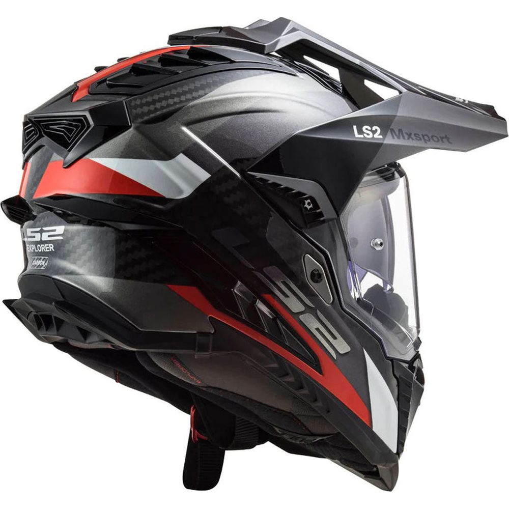 LS2 MX701 Explorer Carbon ECE 22.06 Adventure Helmet Frontier Gloss Titanium / Red