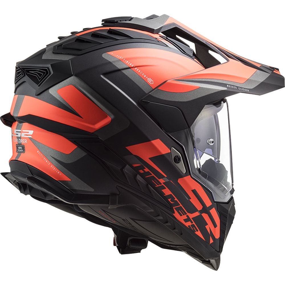 LS2 MX701 Explorer ECE 22.06 Adventure Helmet Alter Matt Black / Fluo Orange