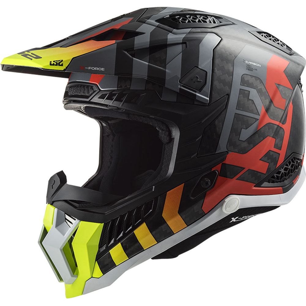 LS2 MX703 X-Force Carbon ECE 22.06 Motocross Helmet Barrier Hi-Viz Yellow / Red