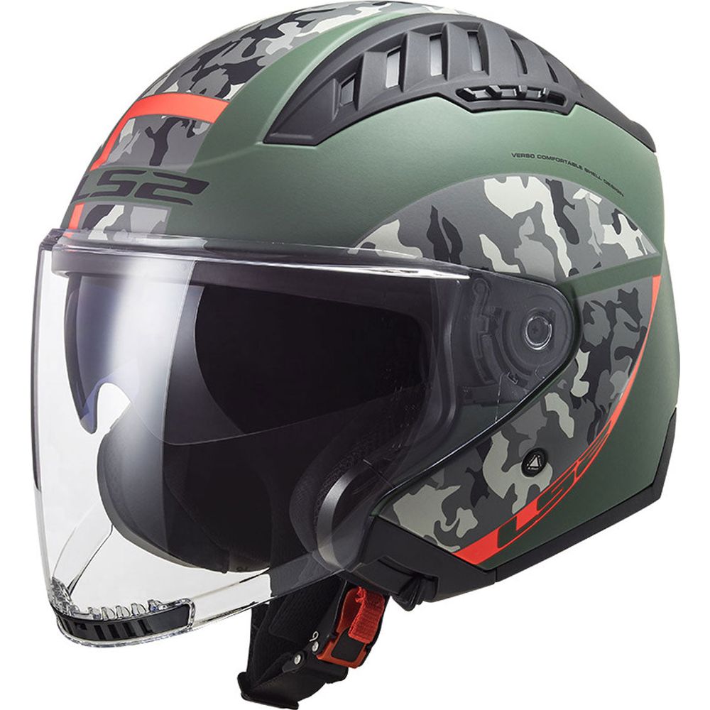 LS2 OF600 Copter Crispy Open Face Helmet Matt Military Green / Orange