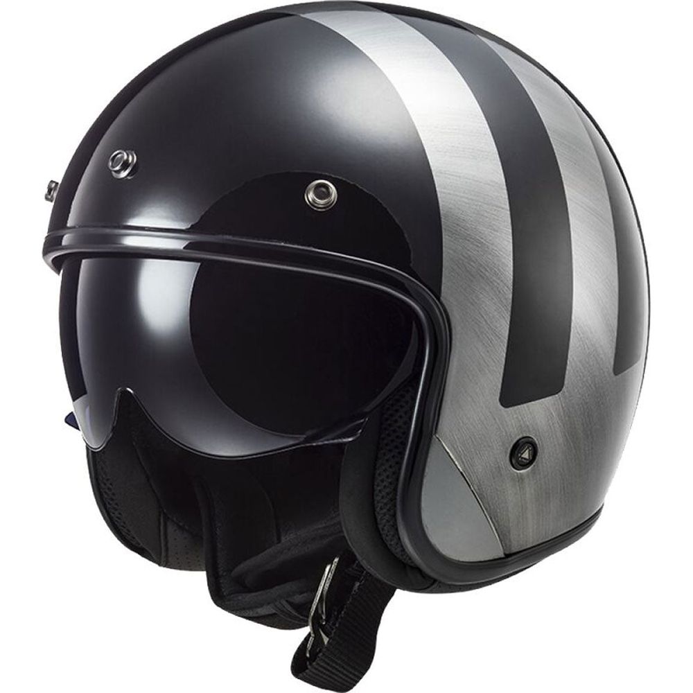 LS2 OF601 Bob 2 ECE 22.06 Open Face Helmet Lines Black Jeans