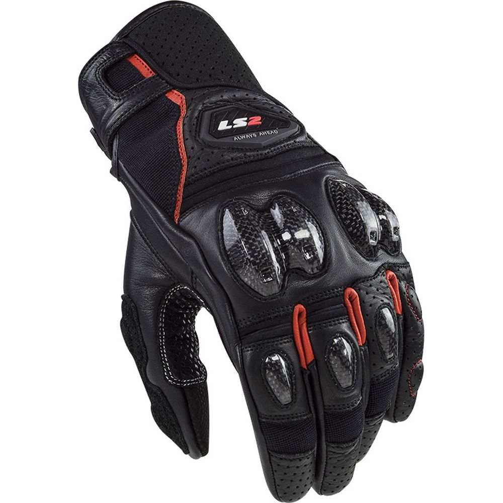 LS2 Spark 2 Leather Gloves Black / Red