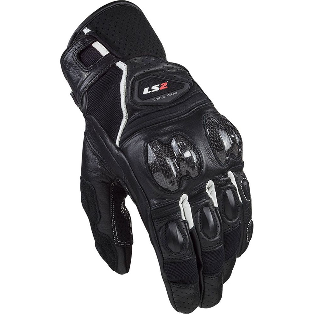 LS2 Spark 2 Leather Gloves Black / White