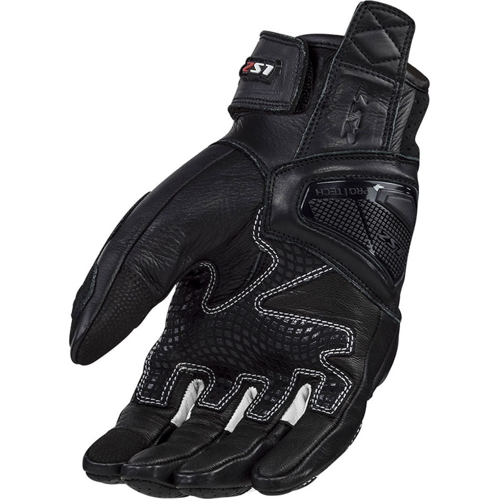 LS2 Spark 2 Leather Gloves Black / White