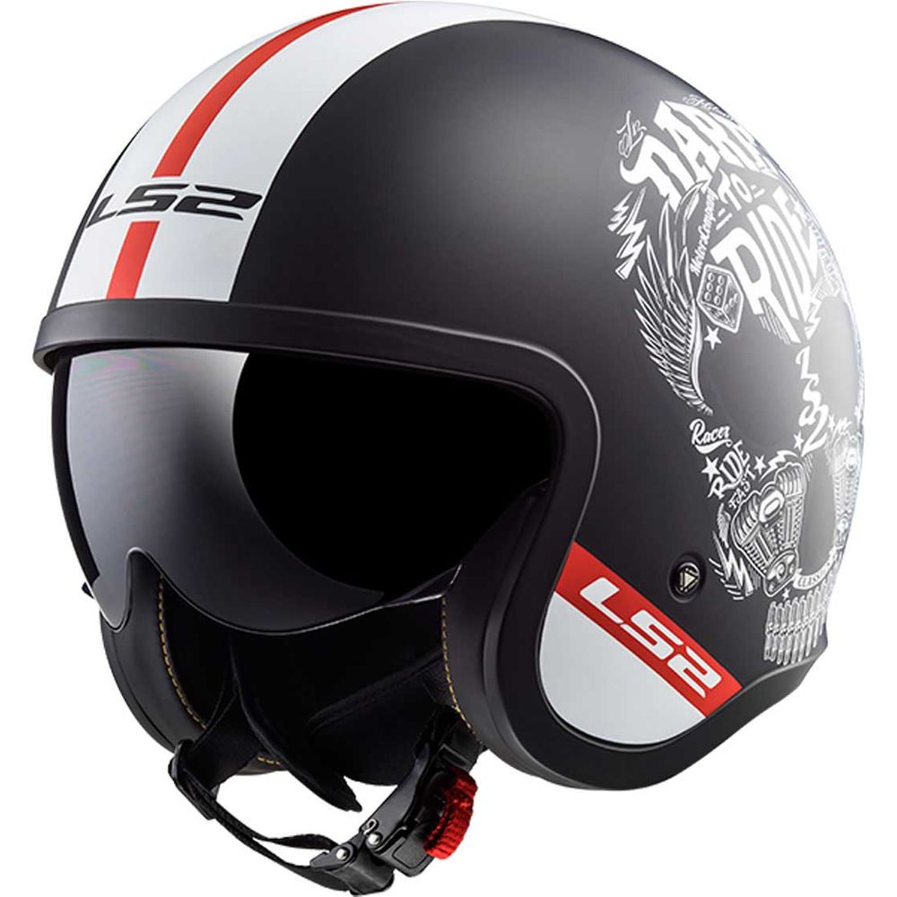 LS2 OF599 Spitfire Inky Open Face Helmet Matt Black / White