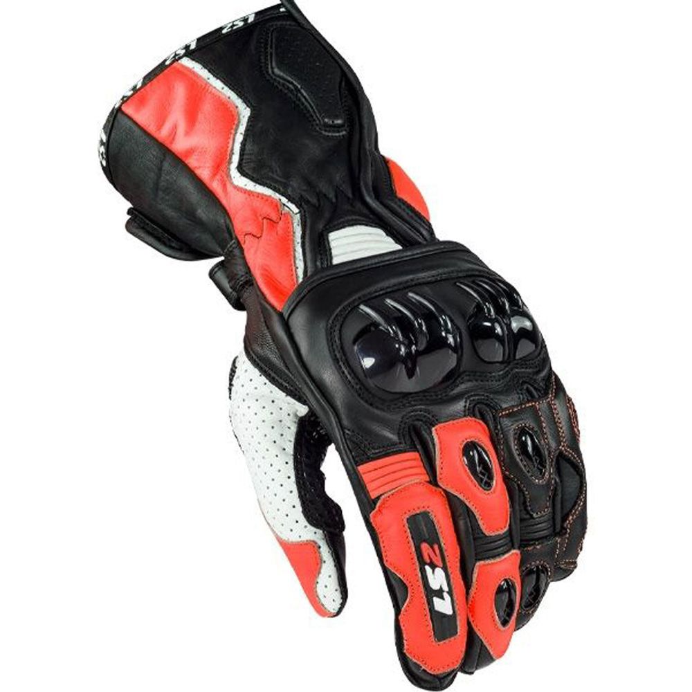 LS2 Swift Racing Leather Gloves Black / White / Red