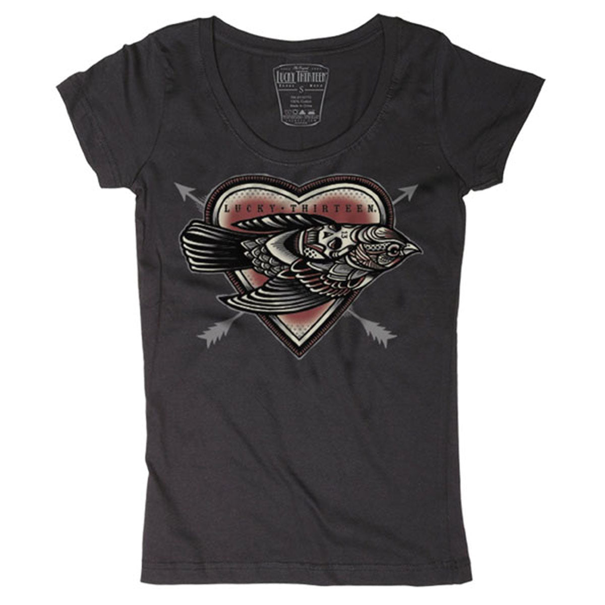 Lucky 13 Dead Bird Ladies T-Shirt Black - FREE UK Shipping, FREE 365 Day Returns | Moto Central