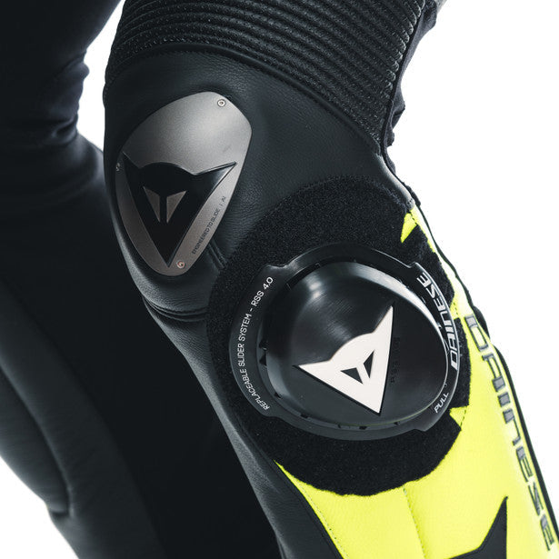 Dainese Misano 3 D-Air One Piece Perforated Leather Suit Black / Anthracite / Fluo Yellow