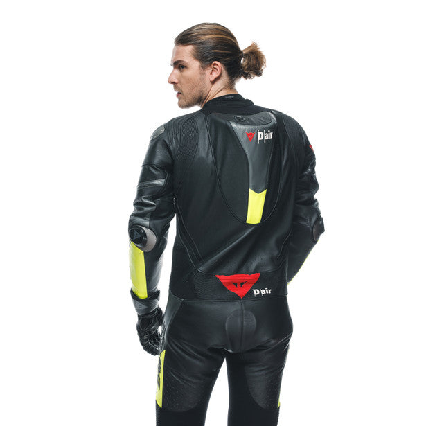 Dainese Misano 3 D-Air One Piece Perforated Leather Suit Black / Anthracite / Fluo Yellow