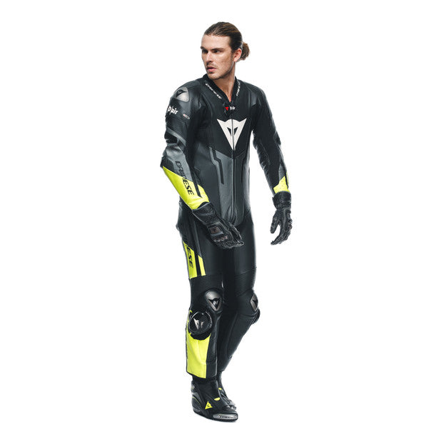 Dainese Misano 3 D-Air One Piece Perforated Leather Suit Black / Anthracite / Fluo Yellow