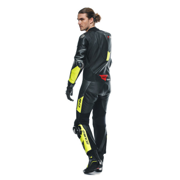 Dainese Misano 3 D-Air One Piece Perforated Leather Suit Black / Anthracite / Fluo Yellow