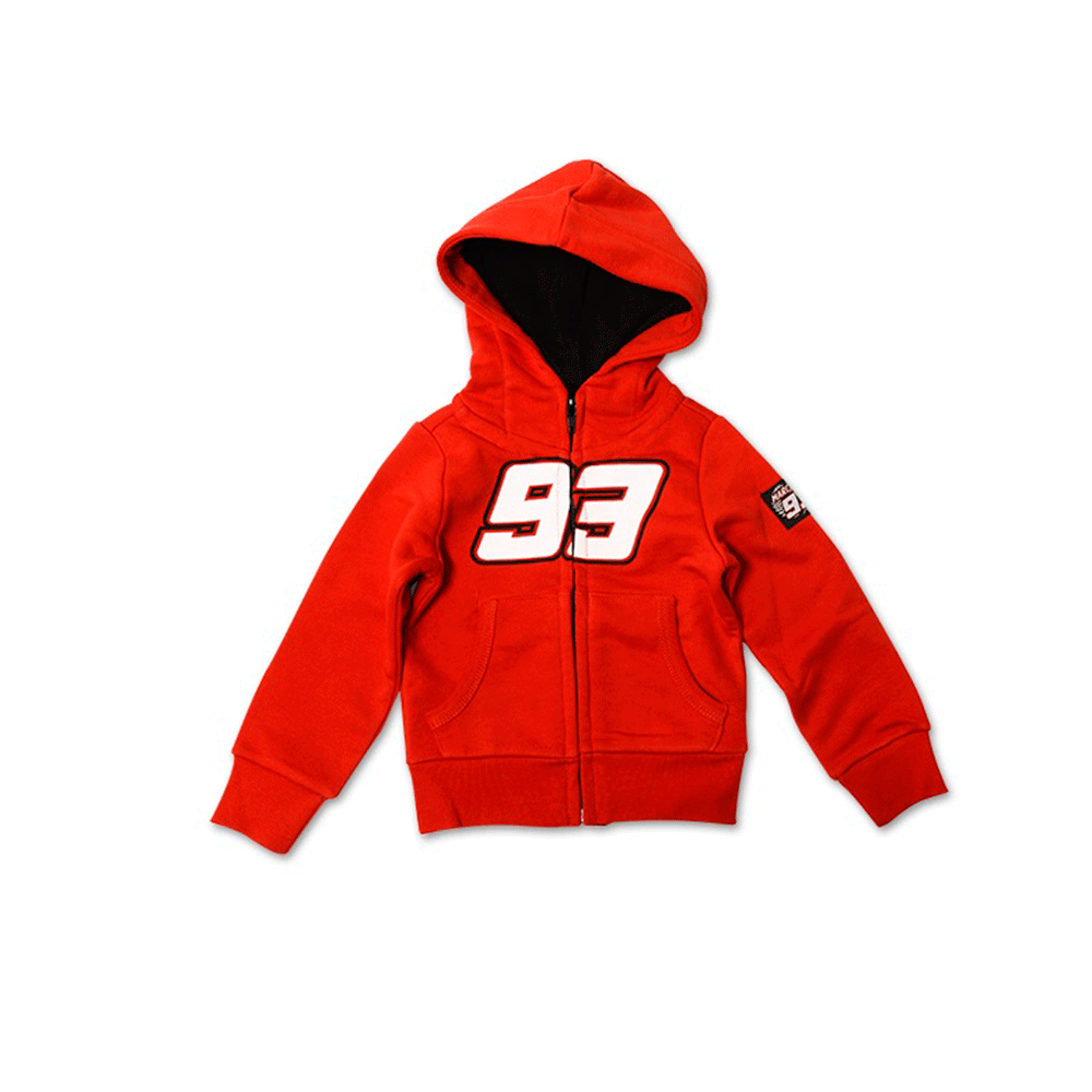 VR46 Marquez 93 Kids Zip Fleece Hoodie Red