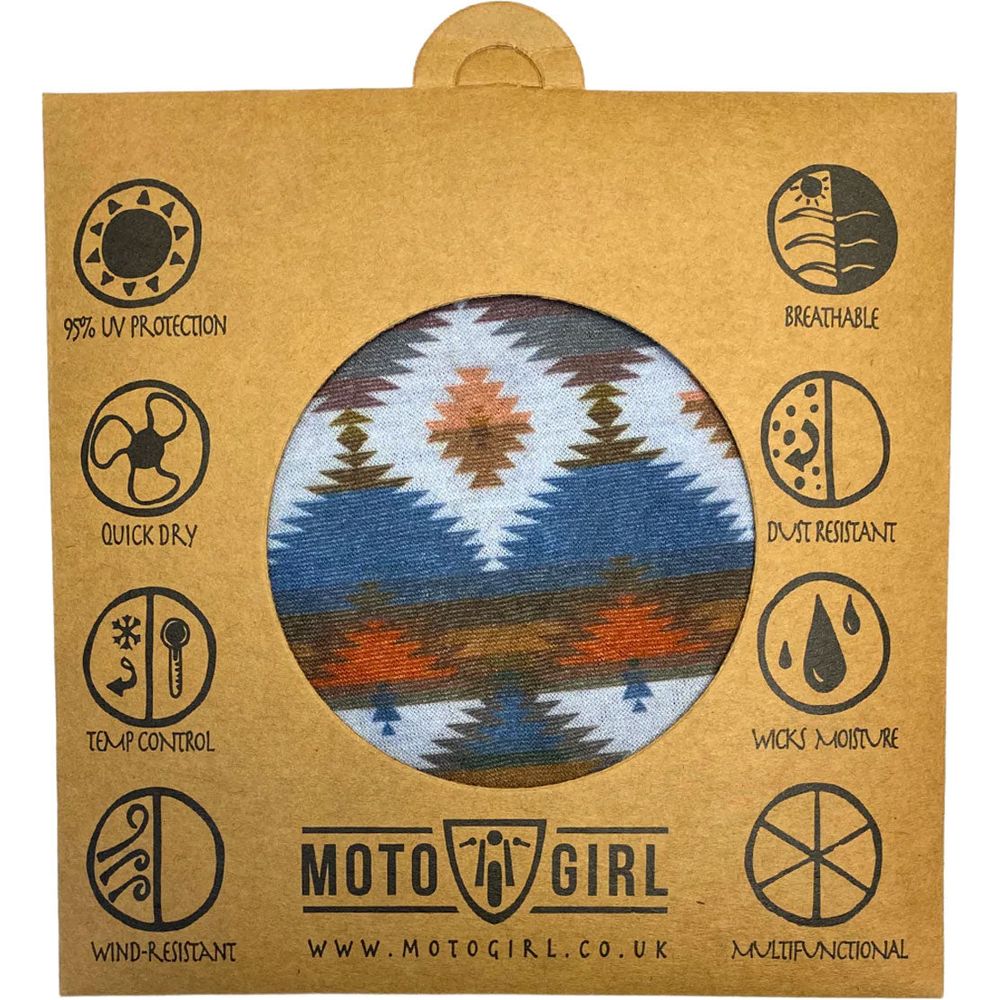 MotoGirl Aztec Ladies Bandana Blue / Brown