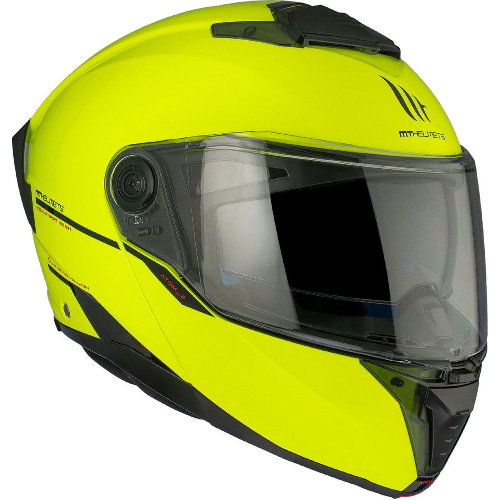 MT Atom 2 Solid Flip-Up Helmet Gloss Fluo Yellow