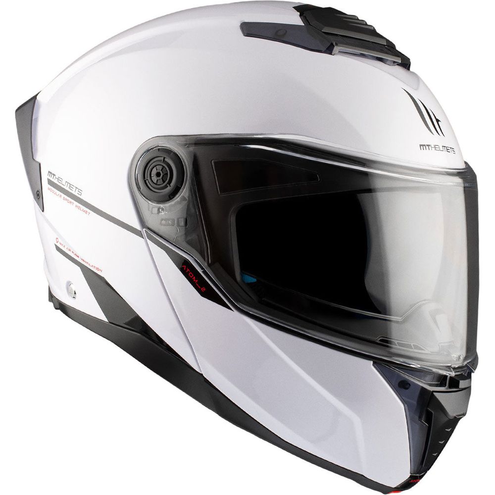 MT Atom 2 Solid Flip-Up Helmet Gloss White