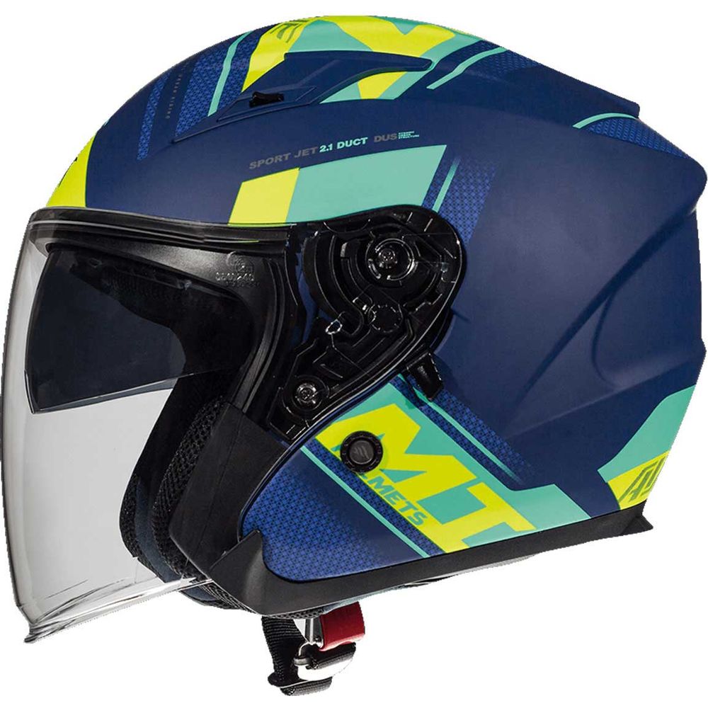 MT Avenue Sideway Open Face Helmet Matt Blue / Green / Fluo Yellow  - FREE UK Shipping, FREE 365 Day Returns | Moto Central