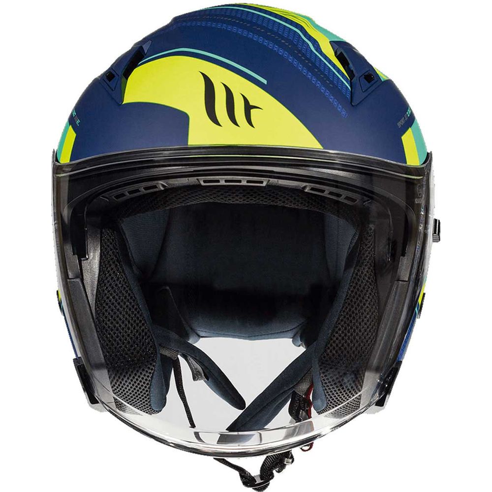 MT Avenue Sideway Open Face Helmet Matt Blue / Green / Fluo Yellow  - FREE UK Shipping, FREE 365 Day Returns | Moto Central