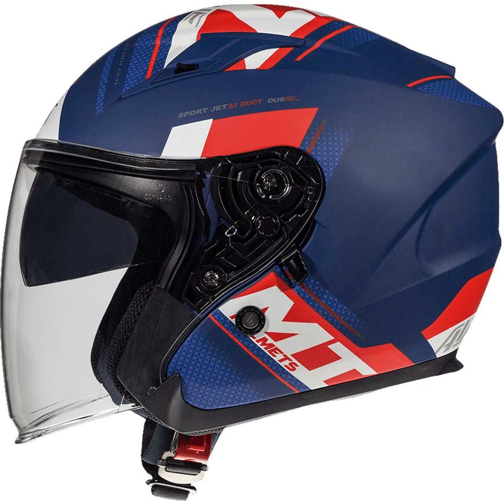 MT Avenue Sideway Open Face Helmet Matt Blue / Red / White  - FREE UK Shipping, FREE 365 Day Returns | Moto Central