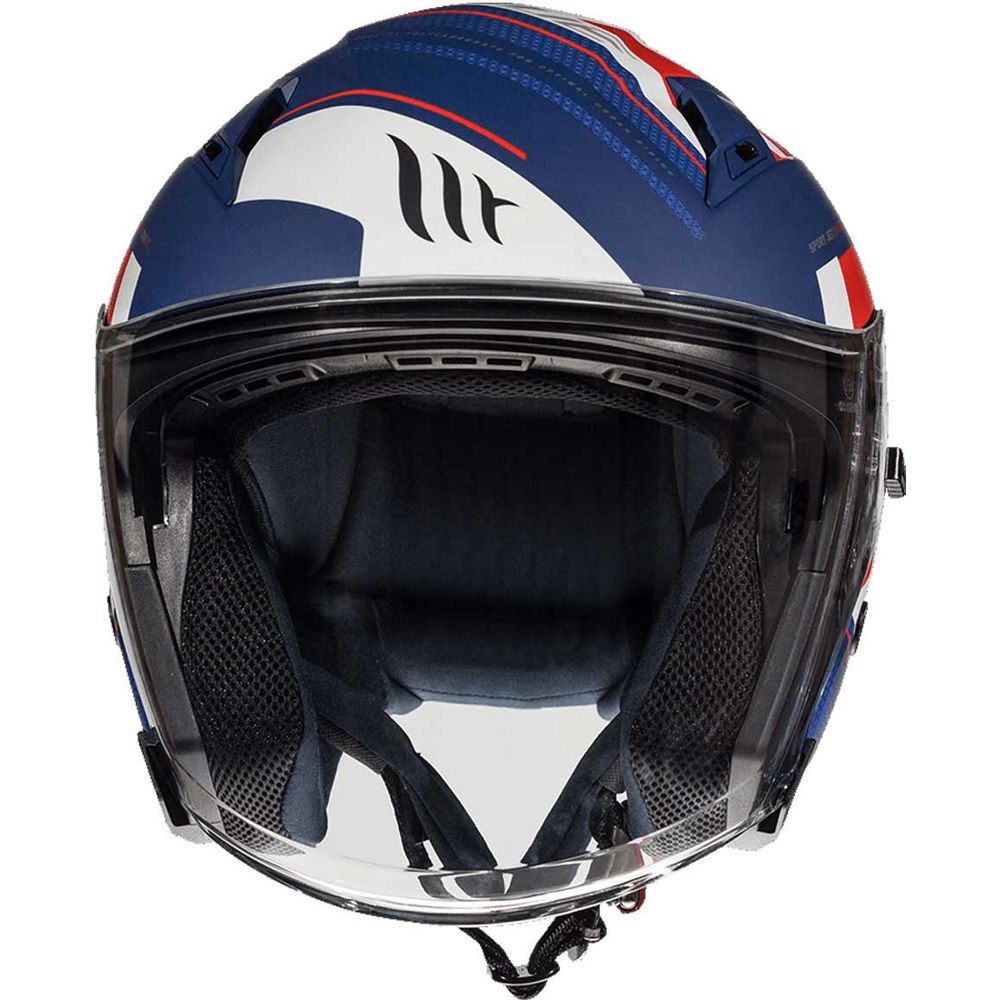 MT Avenue Sideway Open Face Helmet Matt Blue / Red / White  - FREE UK Shipping, FREE 365 Day Returns | Moto Central