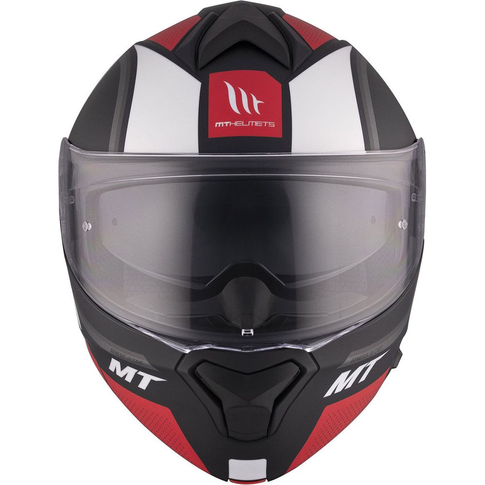 MT Genesis SV Cave A5 Flip-Up Helmet Matt Black / Red - FREE UK Shipping, FREE 365 Day Returns | Moto Central