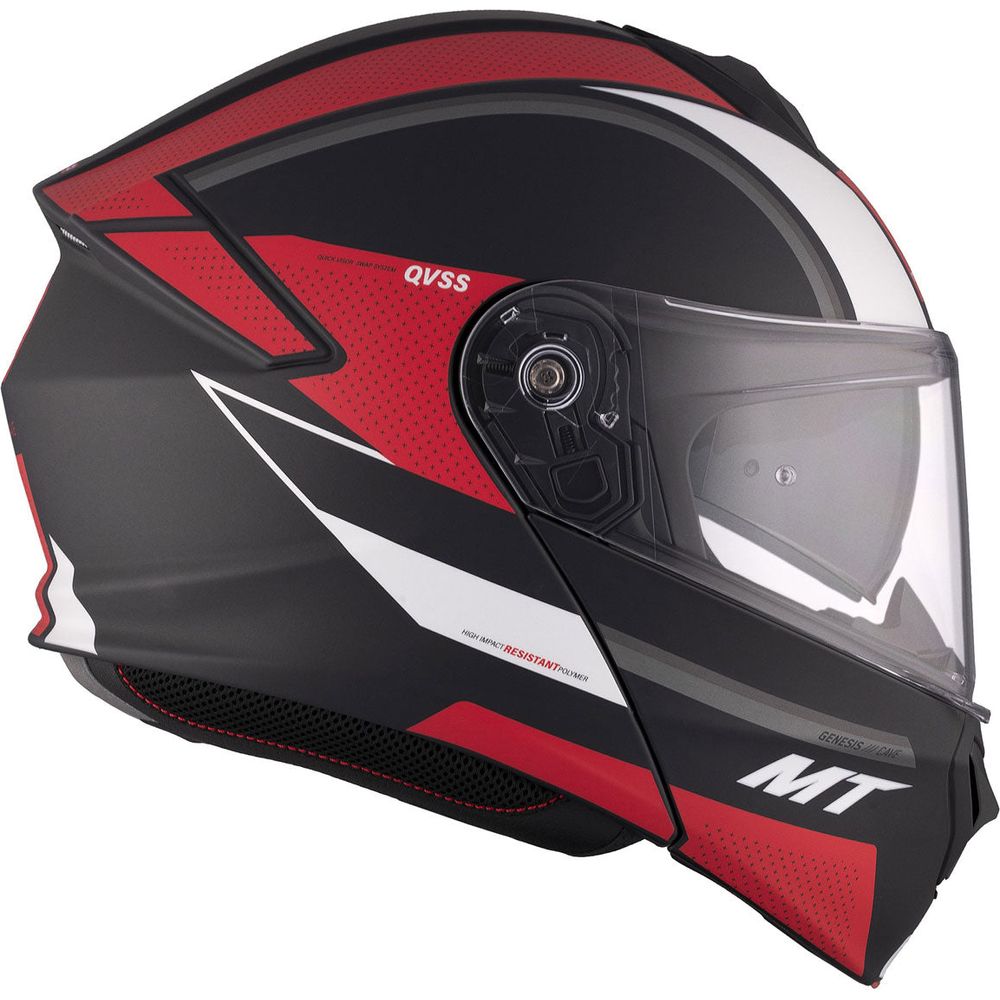 MT Genesis SV Cave A5 Flip-Up Helmet Matt Black / Red - FREE UK Shipping, FREE 365 Day Returns | Moto Central