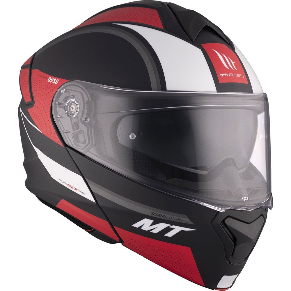 MT Genesis SV Cave A5 Flip-Up Helmet Matt Black / Red - FREE UK Shipping, FREE 365 Day Returns | Moto Central