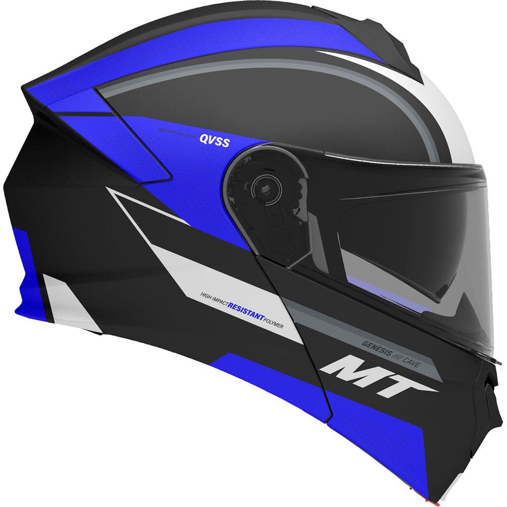 MT Genesis SV Cave A7 Flip-Up Helmet Matt Black / Blue - FREE UK Shipping, FREE 365 Day Returns | Moto Central