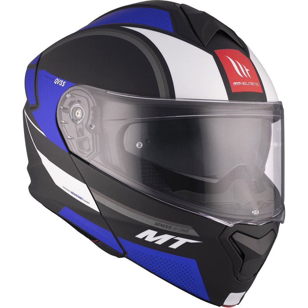 MT Genesis SV Cave A7 Flip-Up Helmet Matt Black / Blue - FREE UK Shipping, FREE 365 Day Returns | Moto Central