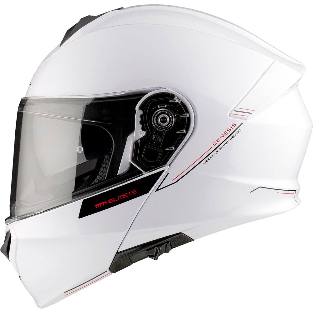 MT Genesis SV Solid A0 Flip-Up Helmet Gloss Pearl White - FREE UK Shipping, FREE 365 Day Returns | Moto Central