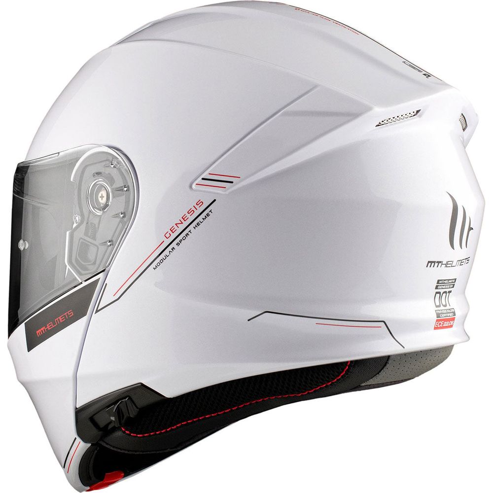 MT Genesis SV Solid A0 Flip-Up Helmet Gloss Pearl White - FREE UK Shipping, FREE 365 Day Returns | Moto Central