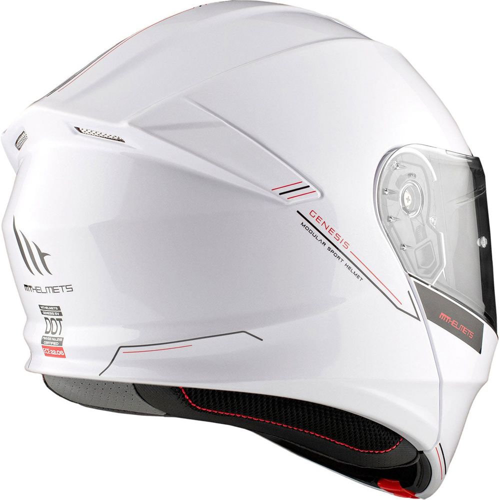 MT Genesis SV Solid A0 Flip-Up Helmet Gloss Pearl White - FREE UK Shipping, FREE 365 Day Returns | Moto Central