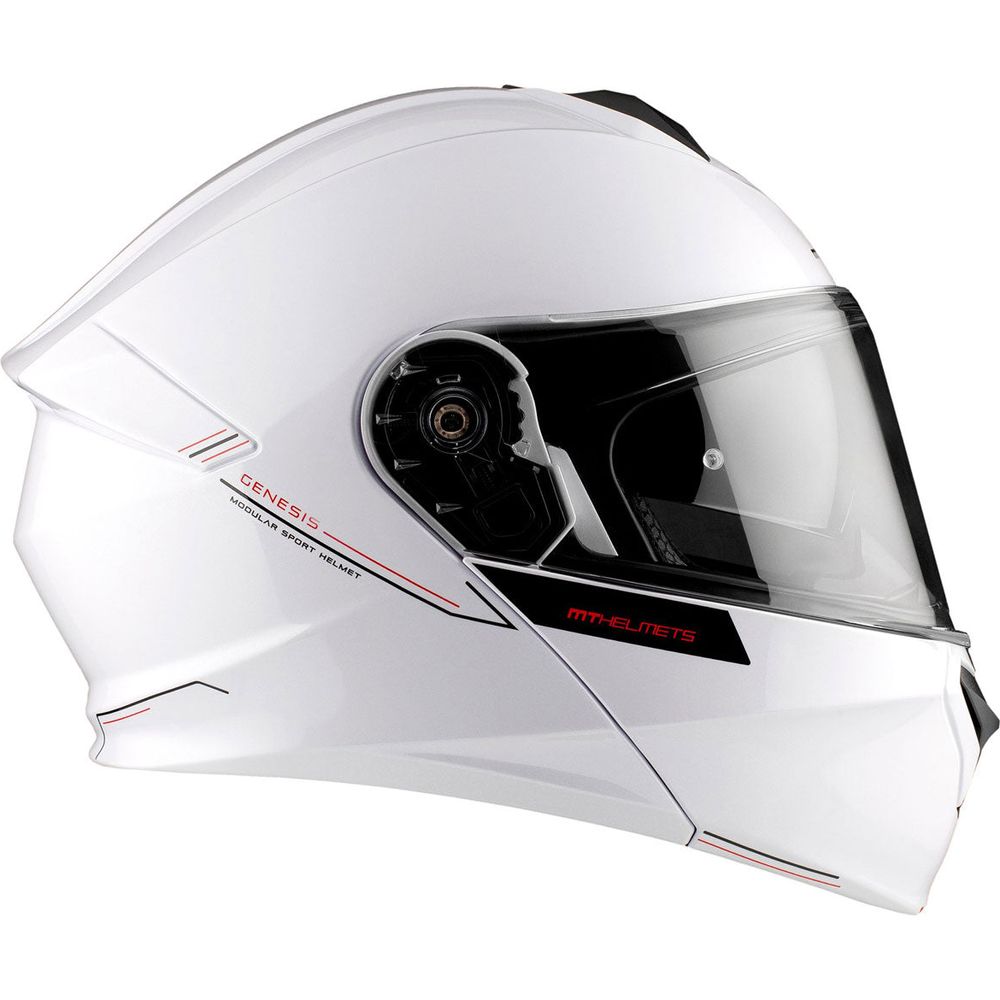 MT Genesis SV Solid A0 Flip-Up Helmet Gloss Pearl White - FREE UK Shipping, FREE 365 Day Returns | Moto Central