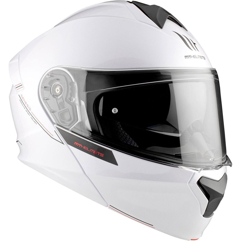 MT Genesis SV Solid A0 Flip-Up Helmet Gloss Pearl White - FREE UK Shipping, FREE 365 Day Returns | Moto Central